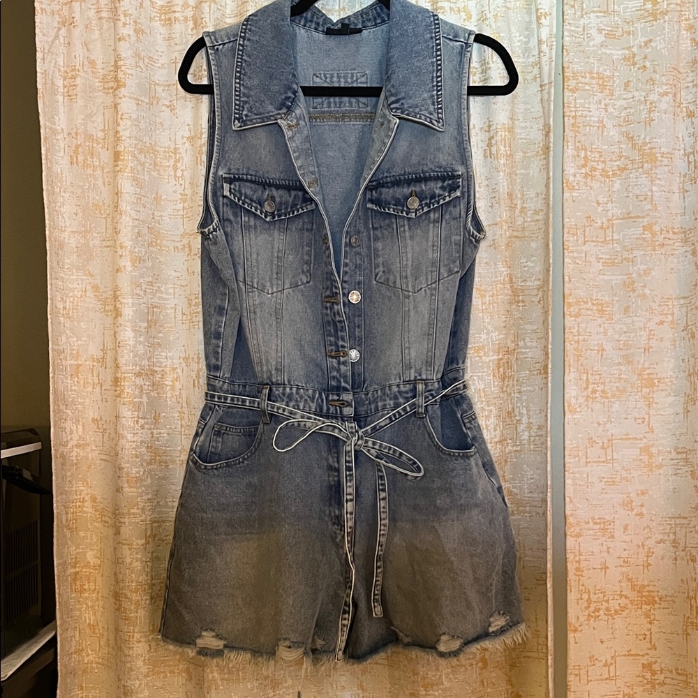 Vici Blue Denim Sleeveless Romper